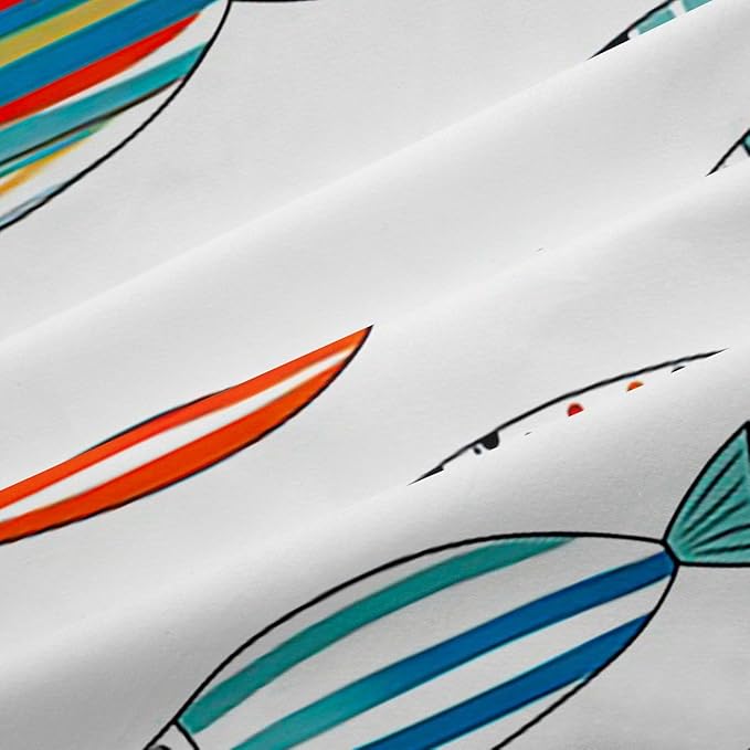 Manfei Cute Fish Blackout Curtains Fishing Theme Window Drapes,Cartoon Fish Wildlife Animals Window Treatments,Kids Boys Girls Room Decor,Grommet Top 2 Panel Set Bedroom Curtains, 42Wx84L inch