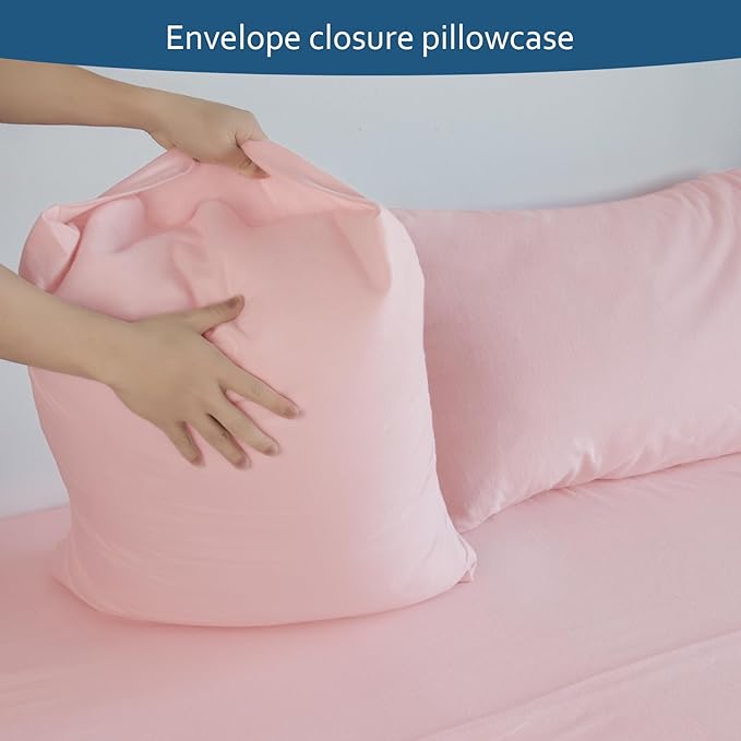 Flannel Sheets Queen Size - 100% Cotton Flannel - 4 Piece Queen Flannel Sheet Set - Brushed for Extra Softness Fits 16in to 24in Pillow Top Air Bed Mattress - Pink