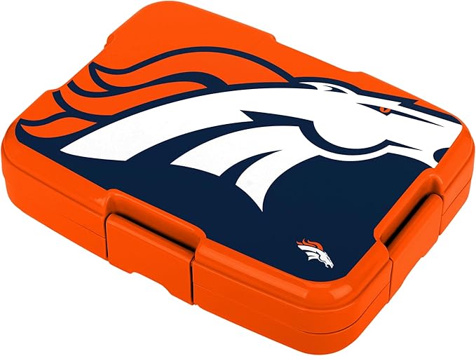 FOCO NFL Unisex-Adult Officially Licensed 2-Tone Big Logo Team Color Football Leak Proof 5 Compartment Bento Lunch Box - Denver Broncos