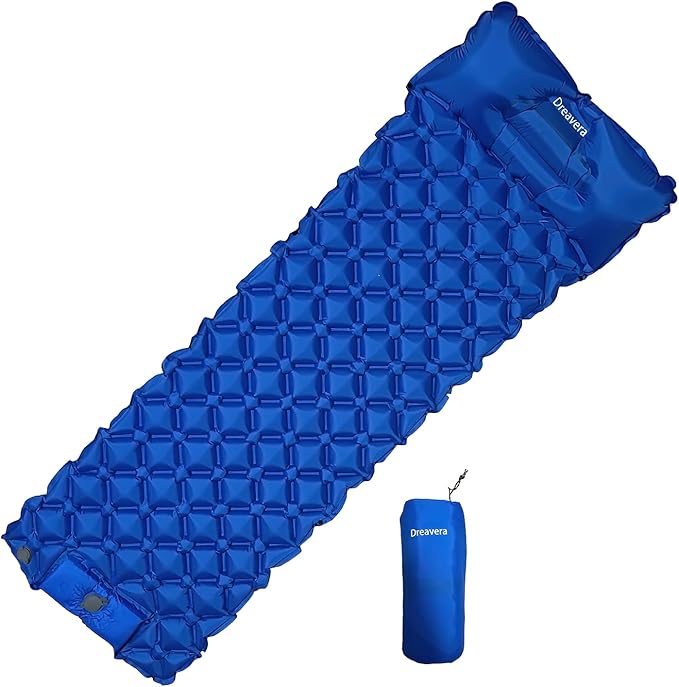 Compact Sleeping Pad for Camping with Pillow,Ultralight Waterproof Sleeping Mat-Built in Foot Pump Fast Inflation for Travel Backpacking Hiking, Outdoor Adventure Camp Gear