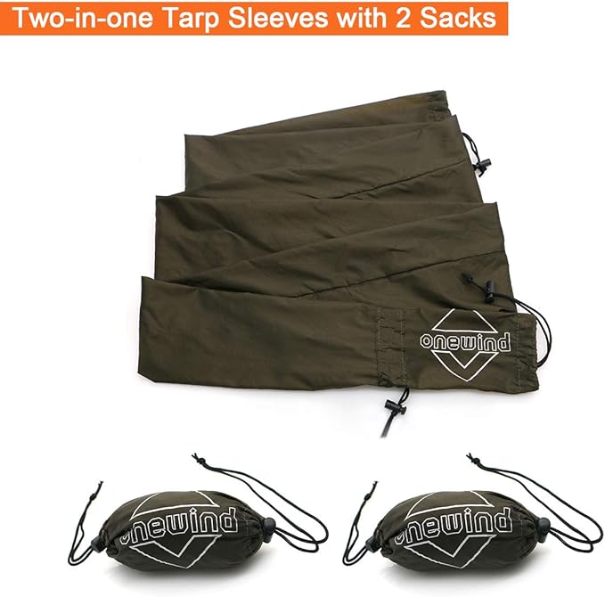 Onewind Premium Hammock Tarp Sleeve 12ft Camping Tent Rain Fly Snakeskin for Tarp Easy Storage and Display, Hiking and Backpacking, Lightweight and Durable Water Resistant, OD Green