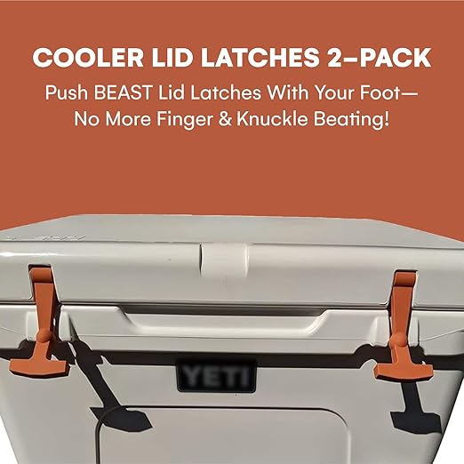 Beast Cooler ACCESORIES 2-Pack Ice Chest Replacement Lid Latches Compatible with Yeti and RTIC Hard Coolers - Strong, Ergonomic Cooler Latch Replacement - Burnt Orange