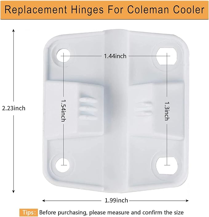 Ansook Cooler Replacement Plastic Hinges & Screws Set - Compatible with Coleman Coolers 5253 6262 6270 Cooler Hinges Replacement - for Rubbermaid Cooler Hinges (Set of 4)