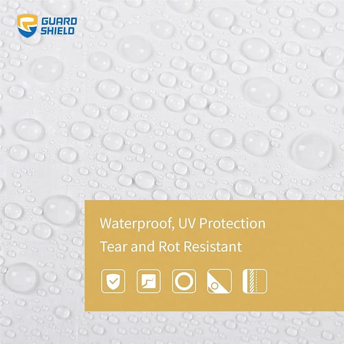 GUARD SHIELD Tarp White 9x9 Feet Multi Purpose Waterproof Poly Tarp Cover 5mil