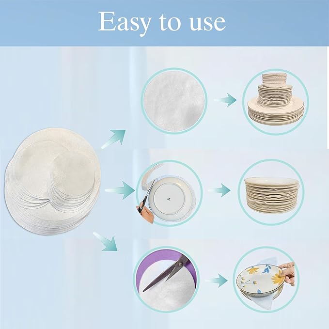 Felt Plate Dividers, 72 PCS Soft Premium Plate Protectors for Stacking Cookware Storage, Washable & Reusable Separators Pads for Stacking & Protection, 24 Each of 10/6/4.5 inch