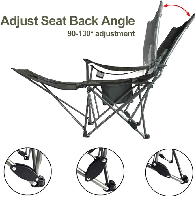 OUTDOOR LIVING SUNTIME Camping Folding Portable Mesh Chair with Removabel Footrest