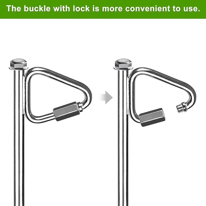 14" Ground Anchors with Chrome-Plated, Heavy-Duty for Trampolines, Tents, Mobile Homes, Swing Sets, Carports and Sheds with Reinforced Triangular Bracket for High Wind Resistance (4 Pack)