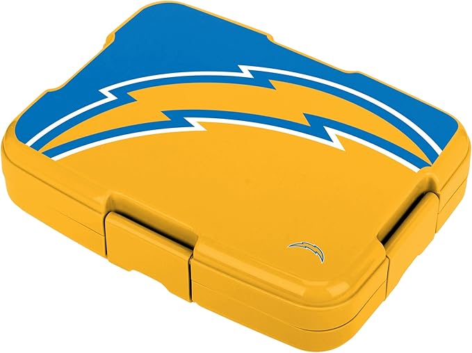 FOCO NFL Unisex-Adult Officially Licensed 2-Tone Big Logo Team Color Football Leak Proof 5 Compartment Bento Lunch Box - Los Angeles Chargers