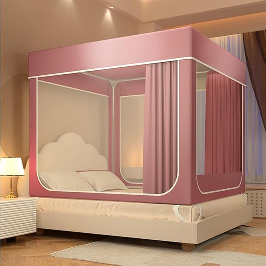 Mosquito Net for Bed 2024 Summer Blackout Dustproof Household Bed Curtain, Portable Encrypted Anti-fall Bed Canopy, Ideal for Bedroom Decorative(Pink,47.2x78.7in)