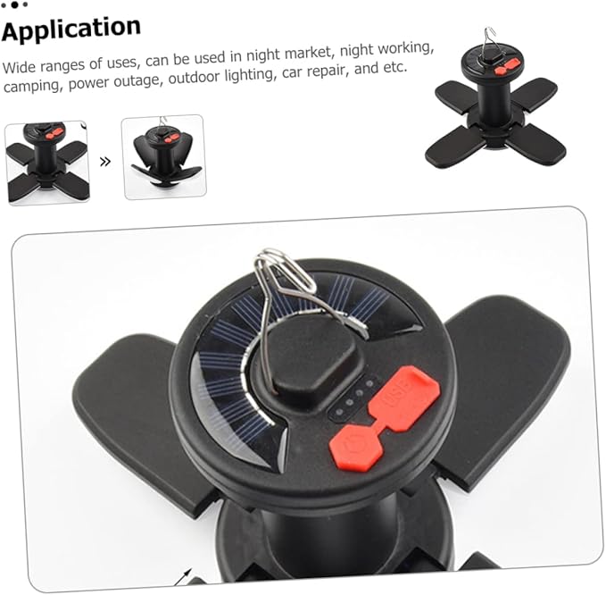 TOYANDONA Solar Powered Tent Light with USB Charging Compact Shed Lighting Portable Solar Lantern for Camping Emergency Use Power Bank Function