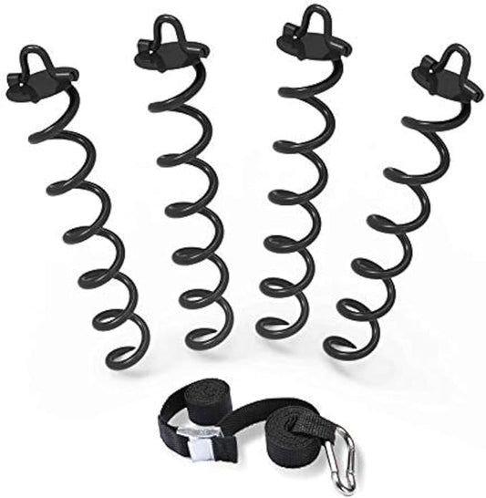 ABCCANOPY 16" Spiral Ground Anchor with Straps for Anchor Swings Set Down, Tent (Black)
