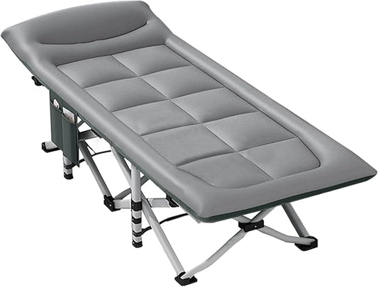 Folding Camping Cot with Mattress and Pillow, Portable No Installation Lightweight Adult Sleeping Bed for Home,Office,Camping and Travelling