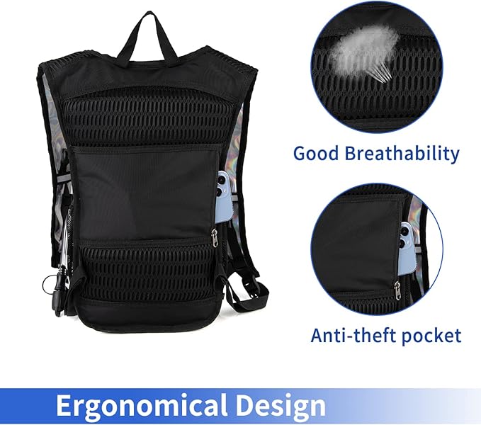 Hydration Backpack Pack with Cool Lights, 2L Water Bladder, Lightweight Bag for Running, Hiking, Bike, Climbing, Music Festival Essential, and Rave