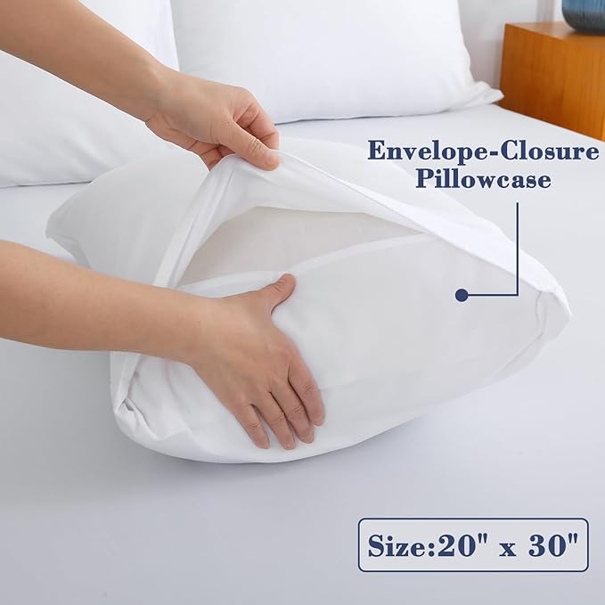 Air Mattress Sheet Set for 16-24 Inch Air Beds Full Size,Deep Pocket Fitted Sheet with Inflation Opening,Soft & Breathable, for Guests, Camping, RVs, Includes Pillowcase Flat Sheet Fitted Sheet,White