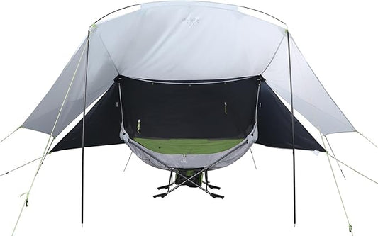Portable Hammock with Stand, World's Best Mock ONE® Hammock Samsara Set, Compact Folding Framed Hammock with Bug Net and Tarp for Park, Backyard, Garden, Camping, Hiking, Mountaineering, Beaches-Green