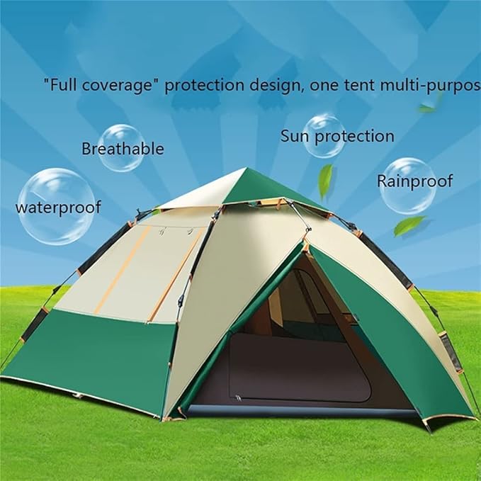 Tents For Camping Beach Tents Hydraulic Automatic Double Deck Tent Thicken Anti-storm Camping Outdoor Tent Four Seasons Mountaineering Beach 3-4 Person Family Tents For Camping Hiking Traveling