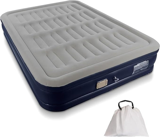 BEBAS Queen Size Air Mattress with Built in Pump Fast Electric Inflation/Deflation Mattress Blow up Bed Inflatable for Home,Guests,Office,Camping Airbed 16 Inch Tall,600lbs Max,Gary