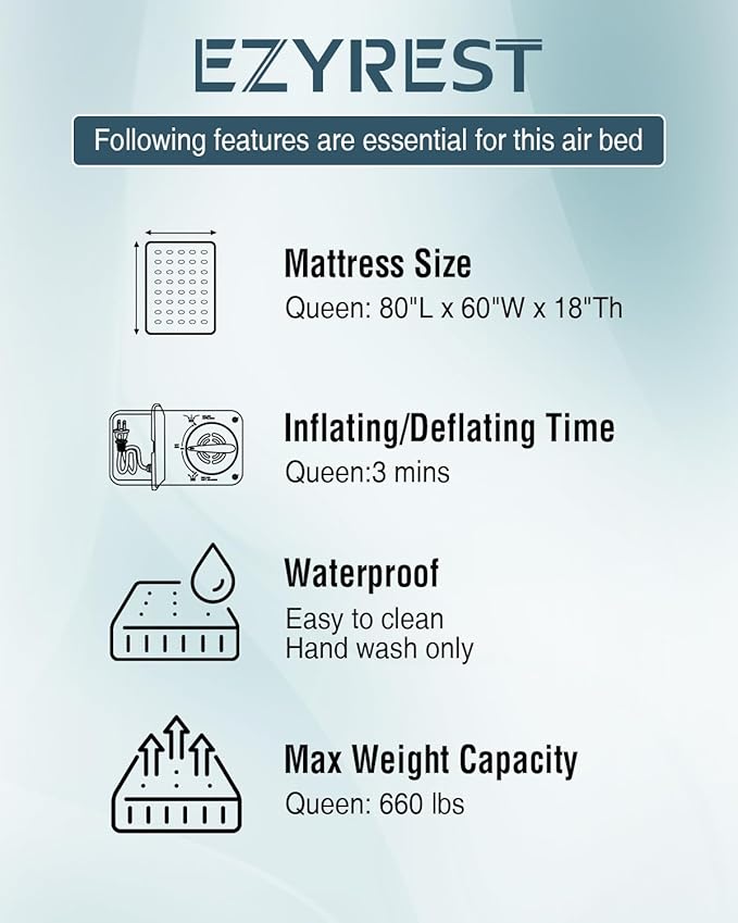 Air Mattress 18", Queen Air Mattress with Built in Pump, Inflatable Mattress with Soft Flocked Top and Portable Carry Bag Adjustable Blow Up Mattress for Guest, Indoor, Travel (Green)