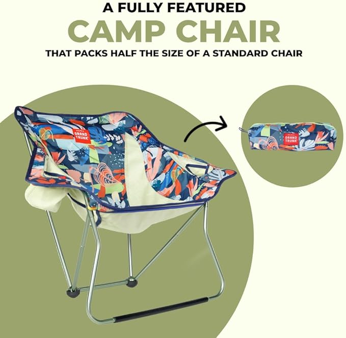 GRAND TRUNK Stonefly Chair | Ultralight & Packable Outdoor Chair with Built-in Cup Holders, 7000 Series Aluminum Frame, Comfortable, Dark Tropic