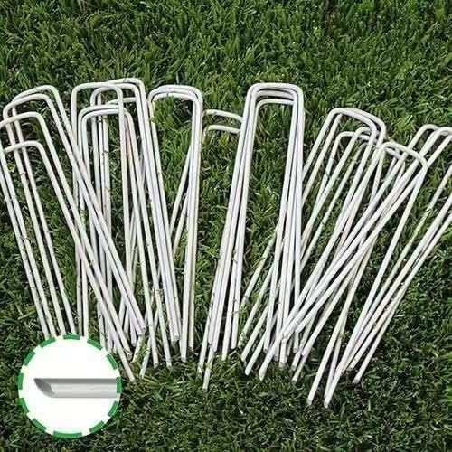 6 inch 25 Pack Silver Galvanized Landscape Staples 8 Gauge Garden Stakes Pins Anti-Rust Ground Stakes U-Shaped Tent Stakes are Used for Weed Barrier, Irrigation Tubing, Yard Lawn, Landscape Fabric