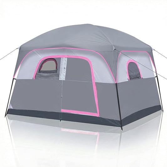 Outvita 6 Person Camping Tent with Carry Bag, Waterproof Windproof Easy Setup, Portable Family Camping Tent with 1 Mesh Door & 5 Large Mesh Windows, 10'X9'X83in