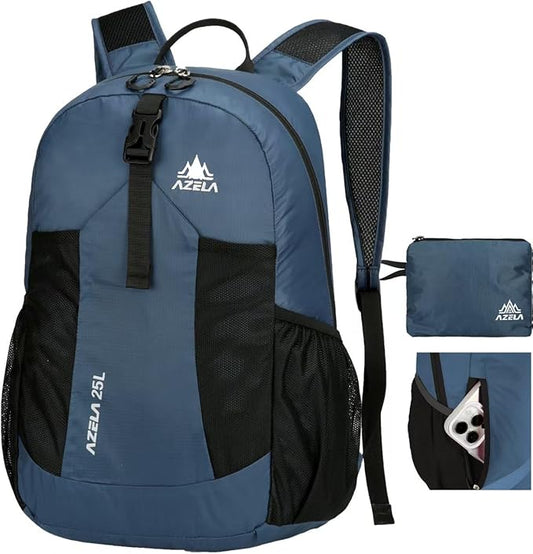 Lightweight Packable Backpack 25L Small Lightweight Backpack for Travel Hiking Daypack Foldable Daypack for Women Men Blue