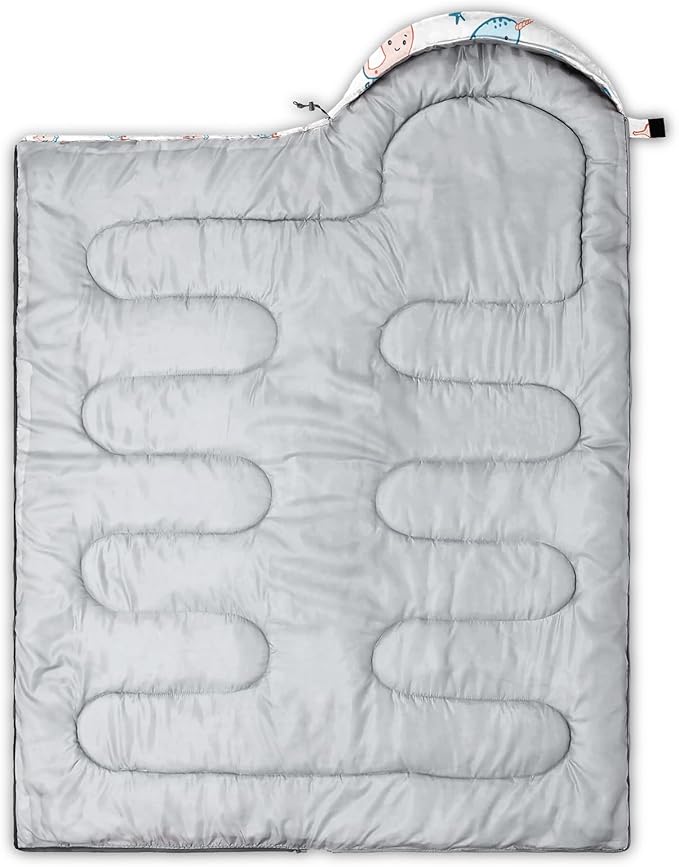 AILONEN Kawaii Puppy Sleeping Bag for Kids Boys Girls,Warm and Cool Weather,Lightweight,Waterproof Backpacking,Cartoon Cute Dog & Duck Animal Themed Blue Sleeping Bag for Camping