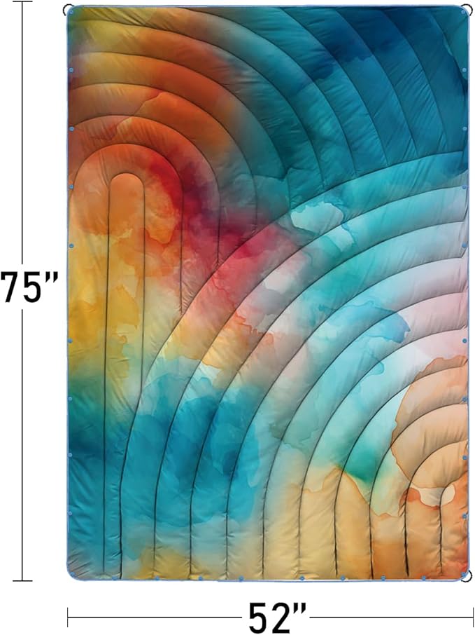 Camping Blanket,Puffy Printed Camp Blankets Lightweight Packable for Outdoor Camping,Traveling, Stadium, Hiking, Picnics