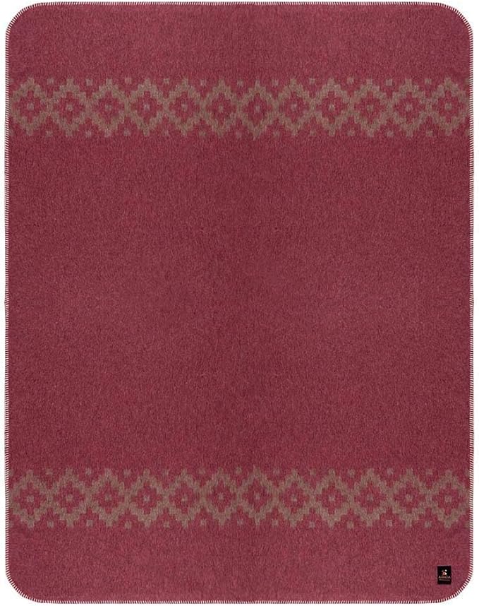 Thick Alpaca Wool Blanket Heavyweight Camping Outdoors Indoors Soft Peru Twin Size Ethnic Design (Soft Wine - Brown Design, Twin Size)