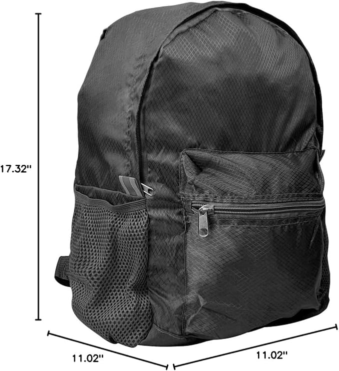 25L Backpack Packable Foldable Ultra Lightweight Water Resistant Durable Camping Travel Hiking Daypack for Men Women (Black)
