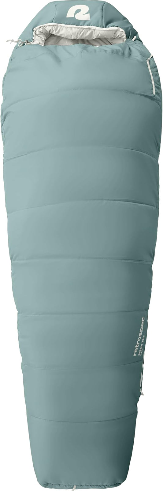 Retrospec Dream Mummy Sleeping Bag - 30°F Camping & Travel Essential Gear with Water - Resistant Shell & Synthetic Fill - Zippered Pocket & Stuff Sack