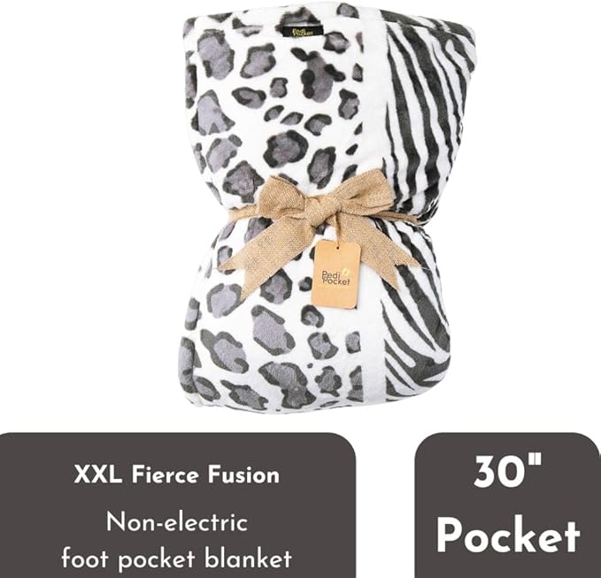 PediPocket XXL Sherpa Lined Patented Foot Pocket Blanket – Fierce Fusion – Extra Large 60”x84” with 30'Deep Foot Pocket,Plush Fleece Blanket,Luxurious Comfort,Machine Washable,Gift Idea (non-electric)