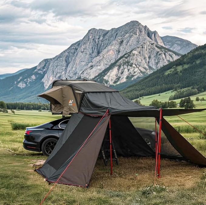 Naturnest Sirius1 Hardshell Roof Top Tent, All-Weather Overland Camping for SUV, Truck, 4-Season 2-3 Person HeavyDuty Rooftop Tent with Memory Foam Mattress, Built-in LED Lighting & Ventilation System