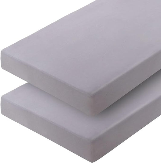 Cot Sheets 31" x 75", 2 Pack Cot Size Sheet Fitted for Narrow Twin Mattress/RVs Bunk/Guest Beds/Army Cots/Trifold Mattress/Travel Size Mattress, Ultra Soft & Breathable Camper RV Bunk Bed Sheets, Gray