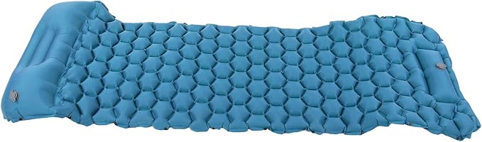Inflatable Camping Sleeping Pad Mat, Ultra Lightweight Air Cushion Mattress for Tent Hiking Travel, 2 Way Valve Design with 40D Nylon Fabric and TPU Laminate, Compact Foldable (Peacock Blue)