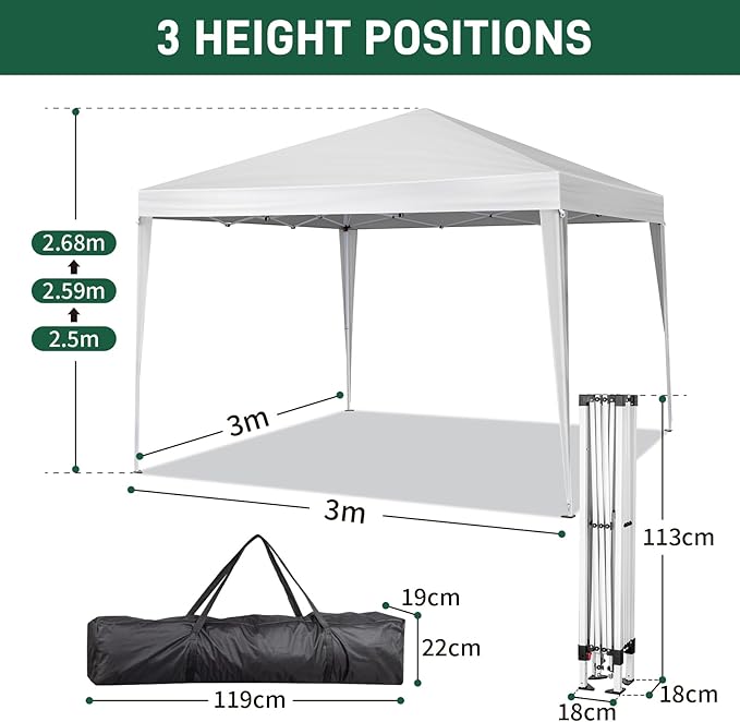 Outvita 10x10ft Ez Pop Up Canopy, Portable Instant Canopy Tent with 4 SideWalls for Outdoor Events, Party, Wedding, Birthday,Graduation