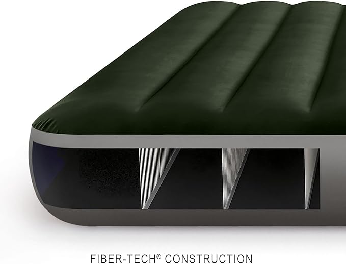Intex 64762E Dura-Beam Standard Downy Air Mattress: Fiber-Tech – Full Size – Built-in Foot Pump – 10in Bed Height – 600lb Weight Capacity (Pack of 3)