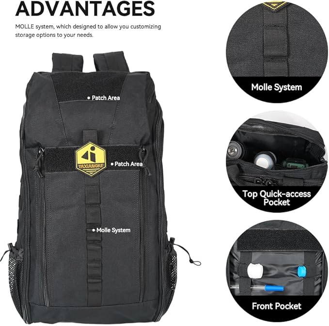 25L Hiking Backpack for Men & Women,Breathable Waterproof Backpack, Lightweight Camping Backpack with MOLLE System-Black,Suitable for mountain climbing and outdoor hiking