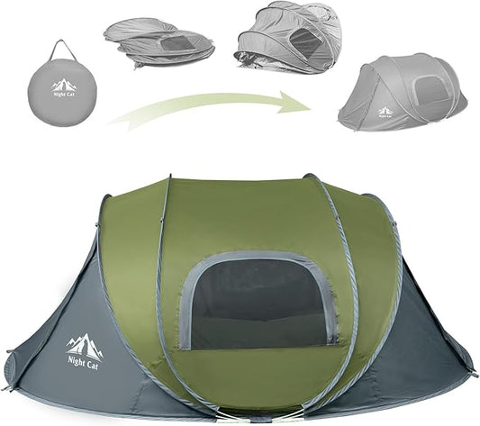Night Cat Pop-up Camping Tent: 2 Person Tent Waterproof Instant Easy Setup Family Tent