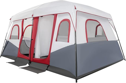 Camping Tent 8-12 People Outdoor Camping Tents, 5 Large Mesh Windows, Double Layer, Divided Curtain, Family Tent for Outdoor Camping and Backyard with Carrying Bag