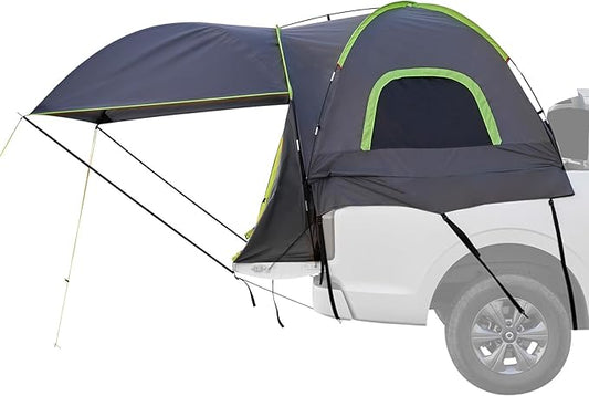 Happybuy Pickup Truck Tent for Camping, Fits 8.0-8.2 ft Trucks. Waterproof PU2000, 2-3 Person Sleeping. Sturdy Truck Bed Camper Shell with Expandable Awning, Rainfly and Storage Bag