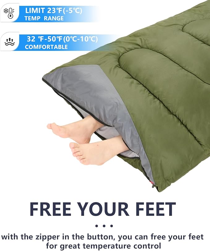 Sleeping Bags for Adults Cold Weather - 20 Degree Big&Tall Size Backpacking Lightweight Waterproof for Girls Boys Mens Teen Women for Camping Hiking Outdoor Travel Hunting with Compression Bags