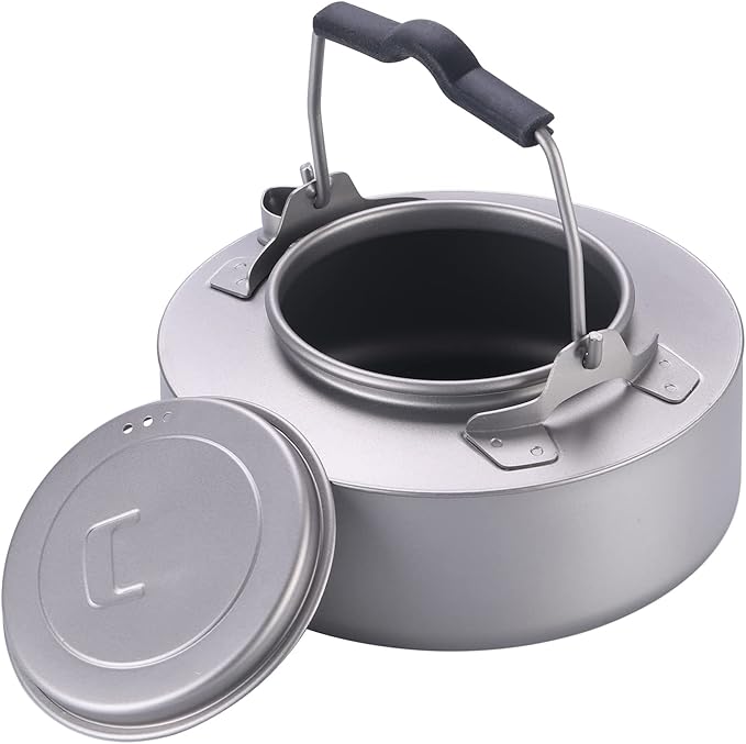 Titanium Kettle Coffee Tea Pot 0.6L/ 1L with Mesh Bag Portable for Outdoor Camping (Ta9081-0.6L)