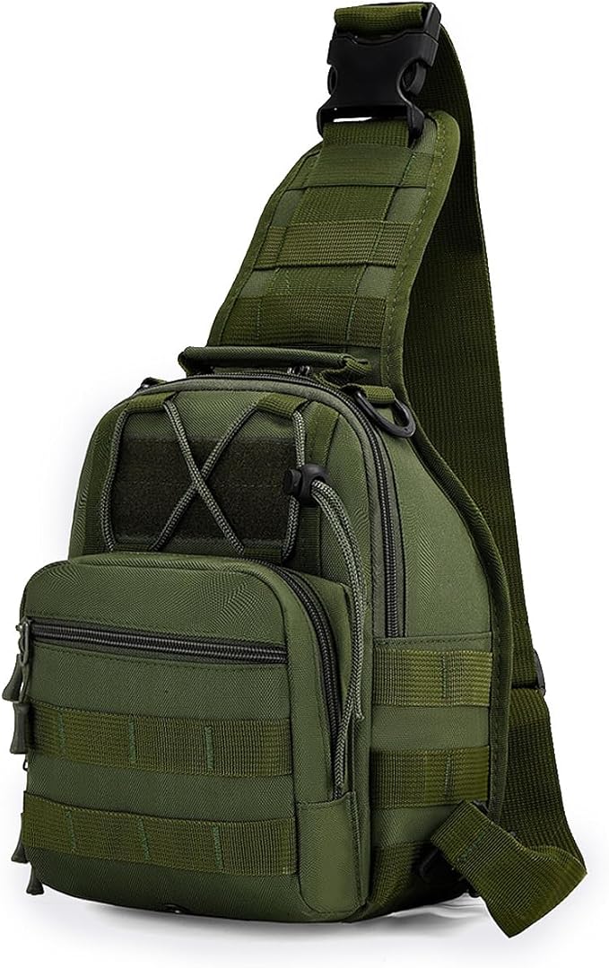 Viriber Tactical Backpack, Waterproof Military Cross-body Molle Sling Shoulder Backpack Chest Bag for Outdoor Every Day Carry Green