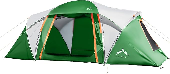 Tents for Camping, Waterproof 10 Person Family Tent with Double Layer & 4 Large Mesh Windows, Weather Resistant Easy Setup 2 Room Big Tent for Music Festival, Parties, 18 X 9 X 6.8Ft