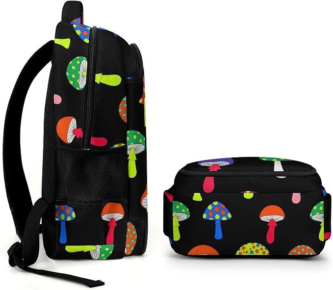 Personalized Business Backpack Cute Trippy Mushrooms, Large Capacity Laptop Backpack with Organized Compartments for Work