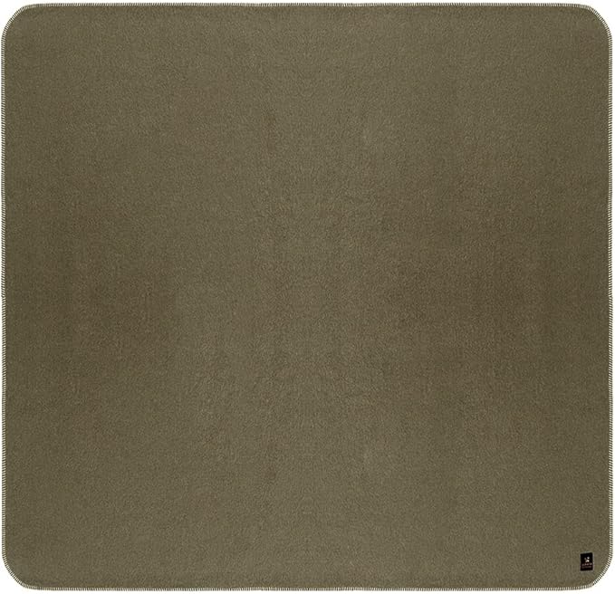 Thick Alpaca Wool Blanket Heavyweight for Camping Outdoors or Using Indoors | Soft Peruvian Alpaca Wool Blankets (Olive Green/Soft Camel, King)