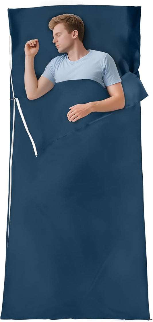 Sleeping Bag Liner,Long Staple Cotton, Adult Sleep Sack & Travel Sheets,Travel Sleep Sack for Backpacking, Hotels & Hostels Lightweight Travel Sheet Camping Sheets,Has Full Length Zipper