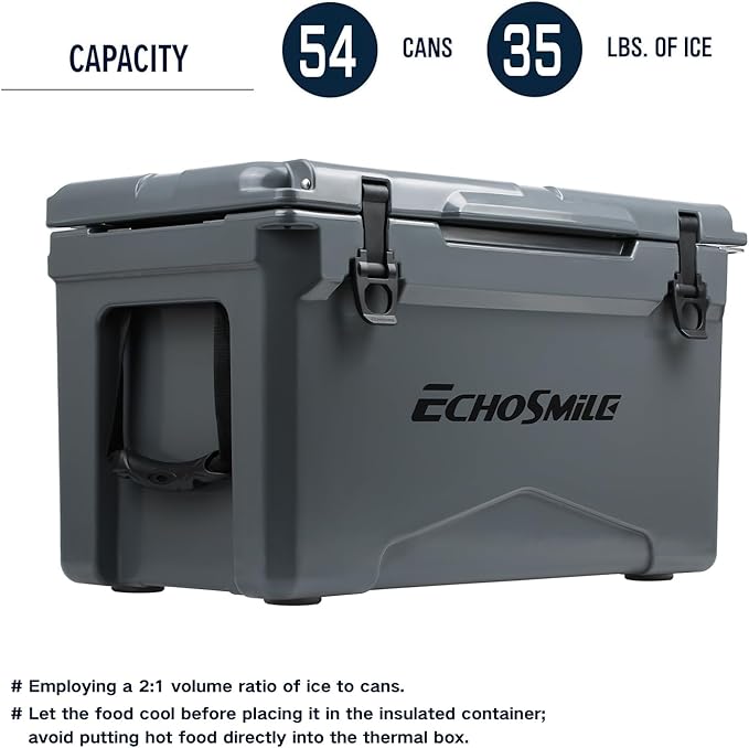 EchoSmile 25/30/35/40/60/75 Quart Rotomolded Cooler, Built to Stand up to The Rigors of The Journey