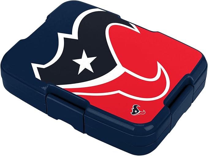 FOCO NFL Unisex-Adult Officially Licensed 2-Tone Big Logo Team Color Football Leak Proof 5 Compartment Bento Lunch Box - Houston Texans